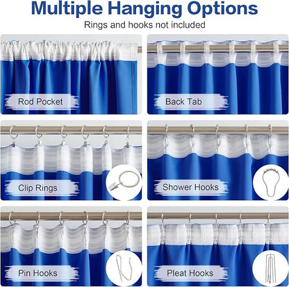 DUALIFE Royal Blue Curtains Room Darkening Curtains，Rod Pocket and Back Tab - Image 3