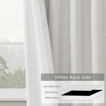 Ivory 100% Blackout Pinch Pleated Linen Curtains 84 Inches Long - Image 6