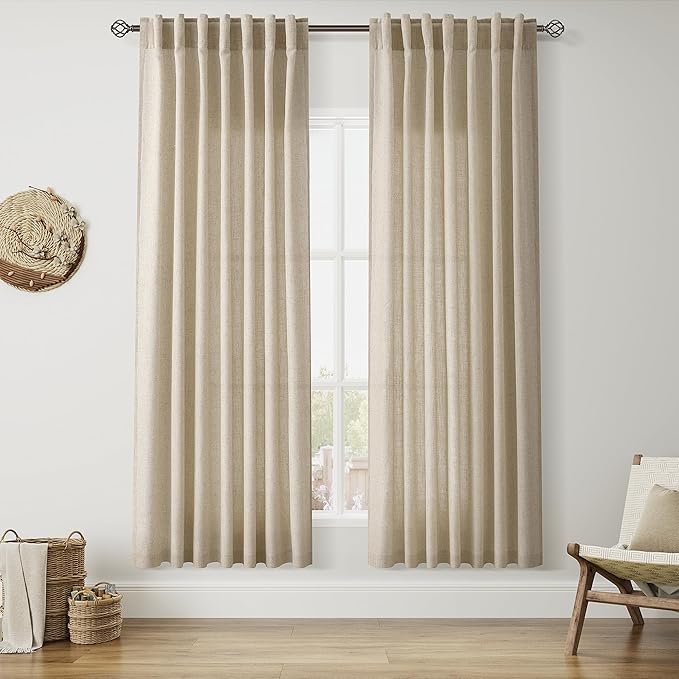 Nanspring Taupe Burlywood Living Room Curtains 72 Inch Length 2 Panels Set by Nanspring
