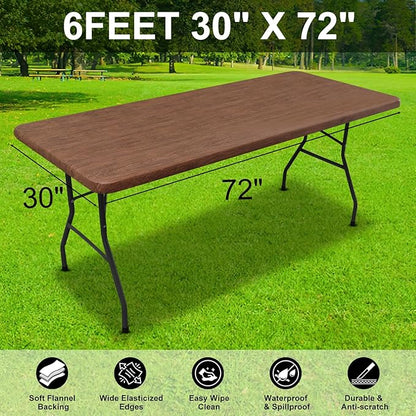 Smiry Rectangle Picnic Tablecloth, Wipeable Flannel Backed Vinyl Tablecloths - Image 6