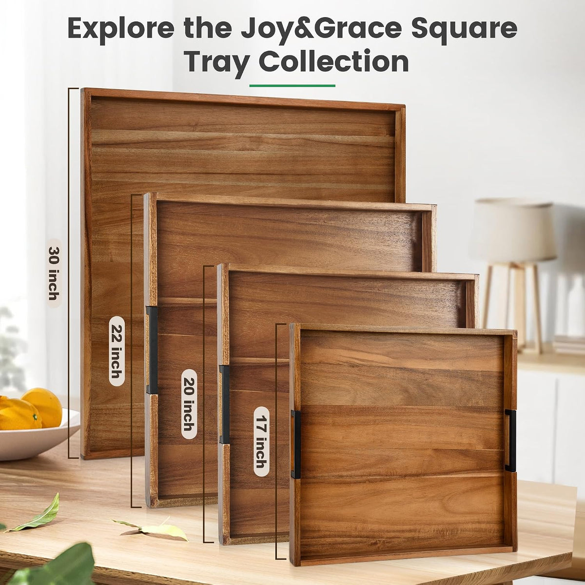 joy&grace large ottoman tray for living room and on a desk or shelf