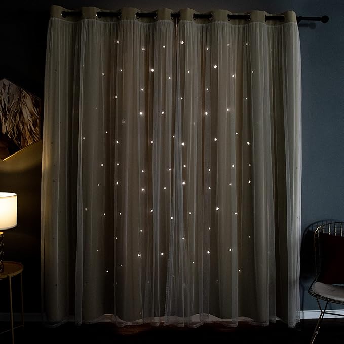 Kinryb Kids Blackout Curtains for Bedroom/Living Room/Classroom, Sheer Overlay by Kinryb