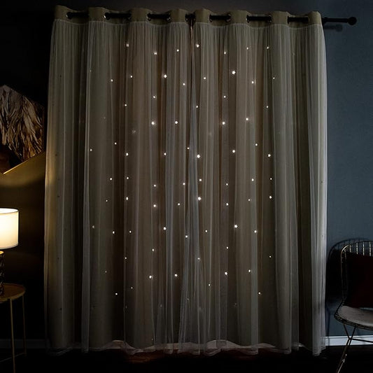 Kinryb Kids Blackout Curtains for Bedroom/Living Room/Classroom, Sheer Overlay by Kinryb