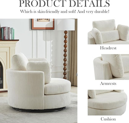Aoiy & Wifon 42" W Oversized Swivel Accent Chair, Upholstered Round Barrel Chair - Image 5