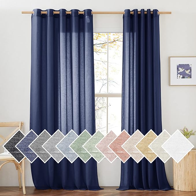 NICETOWN Linen Textured Sheer Curtains 84 inch Long by NICETOWN