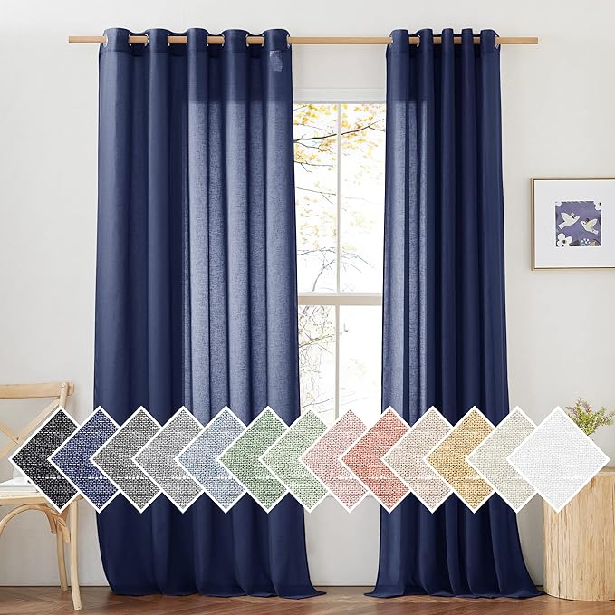 NICETOWN Linen Textured Sheer Curtains 96 inch Long by NICETOWN