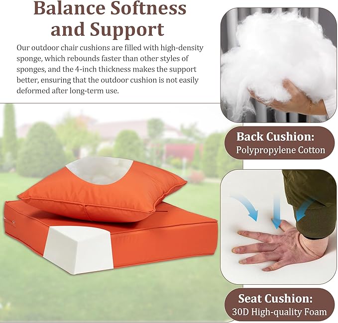 Outdoor Deep Seat Cushions for Patio Furniture Set of 2, Waterproof Outdoor - Image 5