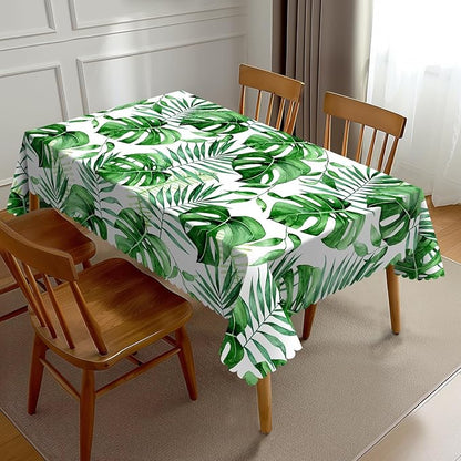 Tropical Palm Leaves Tablecloth Green Monstera Leaf Watercolor Herbs Table by Unknown
