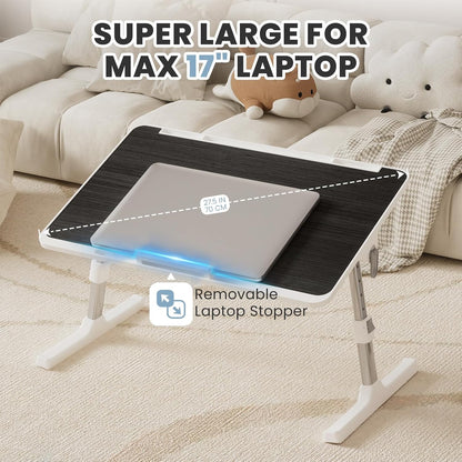 adjustable lap desk, foldable laptop desk for bed, front angle view
