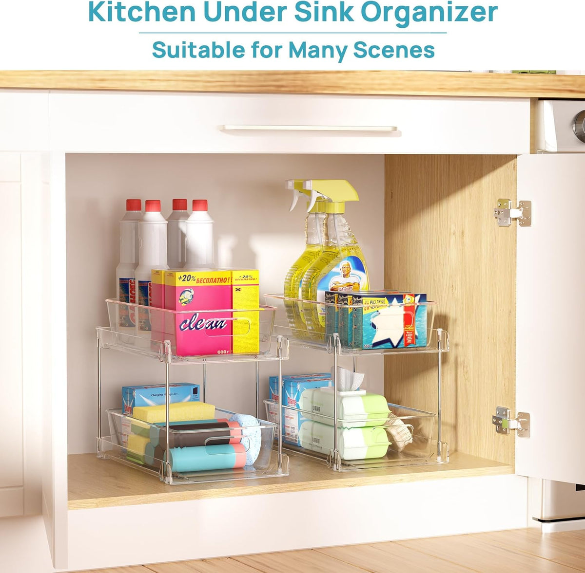 vtopmart 4 pack pull out bathroom under sink, package contents