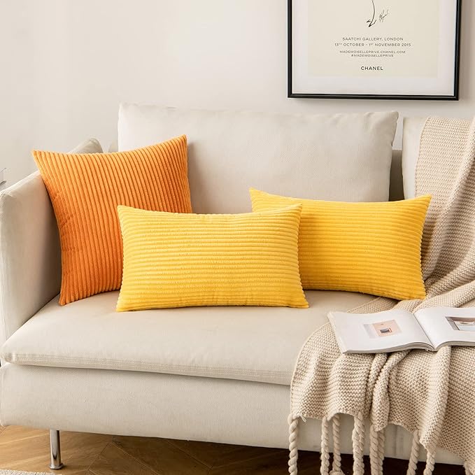MIULEE Pack of 2 Golden Yellow Pillow Covers 18x18 Inch Soft Decorative Throw - Image 8
