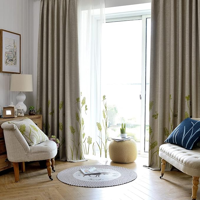 Melodieux Wheat Embroidery Extra Wide Curtain by Melodieux