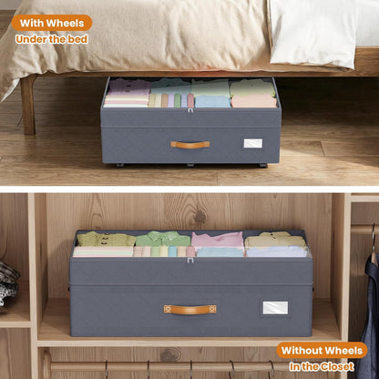 budding joy 80l 2 pack adjustable under bed showing dimensions
