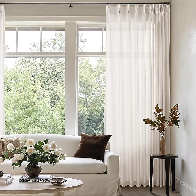 Natural Pinch Pleated Curtains 132 Inch Length - Image 8