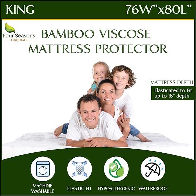 Four Seasons Essentials King Size Waterproof Mattress Protector by FourSeasonsEssentials