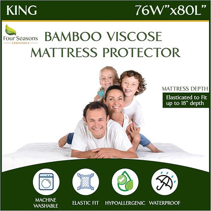 Four Seasons Essentials King Size Waterproof Mattress Protector by FourSeasonsEssentials
