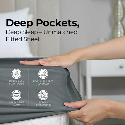Utopia Bedding Queen Fitted Sheet - Bottom Sheet - Deep Pocket - Soft Microfiber - Shrinkage and Fade Resistant - Easy Care -1 Fitted Sheet Only (Grey)