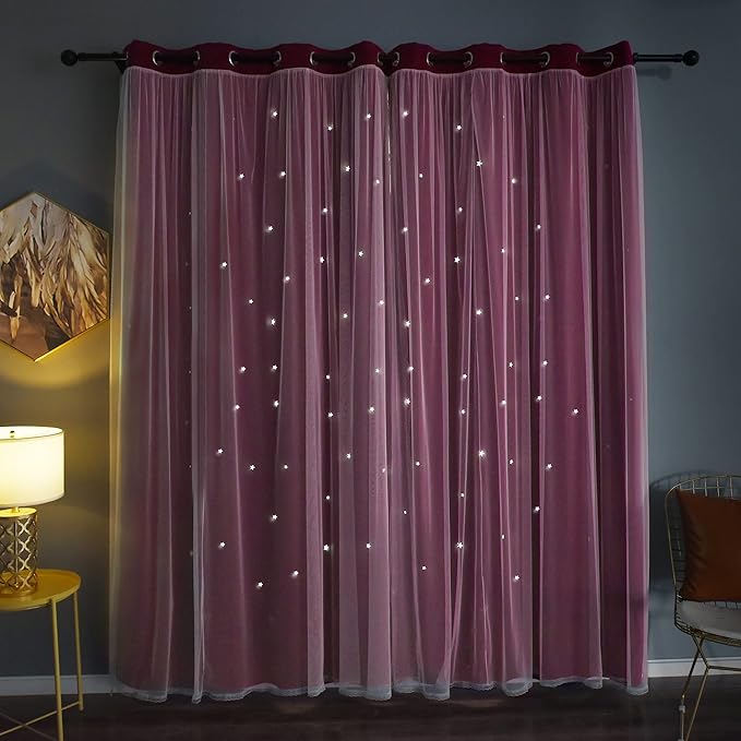 Kinryb Kids Blackout Curtains for Bedroom/Living Room/Classroom, Sheer Overlay - Image 2