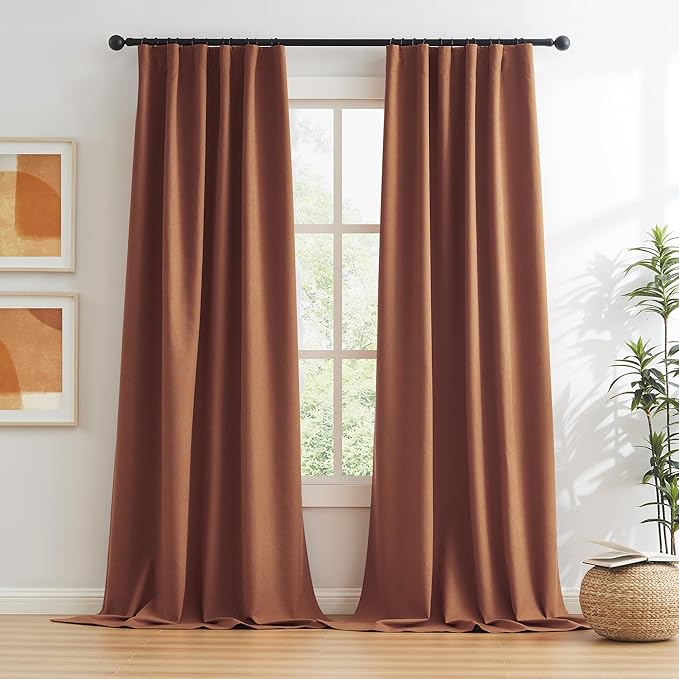 KEQIAOSUOCAI Rust Colored Blackout Curtains 120 Inch Length 10 FT Inches Long - Image 2