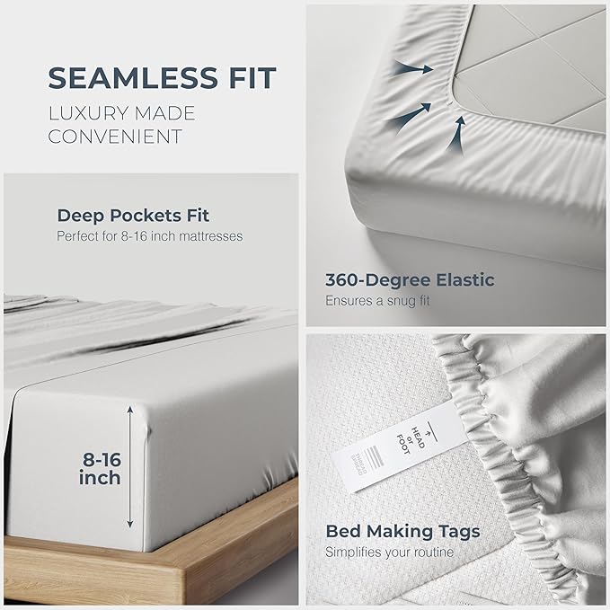 THREAD SPREAD 100% Egyptian Cotton Split King Sheets Sets - Image 5