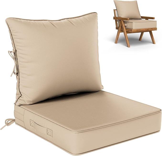 Outdoor Seat Cushion Set 22 L × 22 W × 4 H Inch Waterproof & Fade Resistant by VisitheKimunukStore