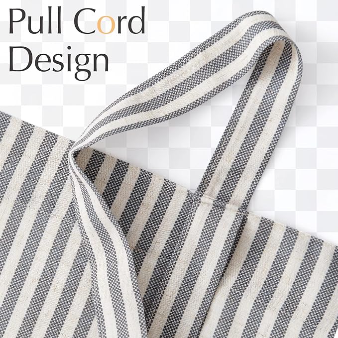 jinchan Tie Up Linen Textured Striped Tie Curtain - Image 6