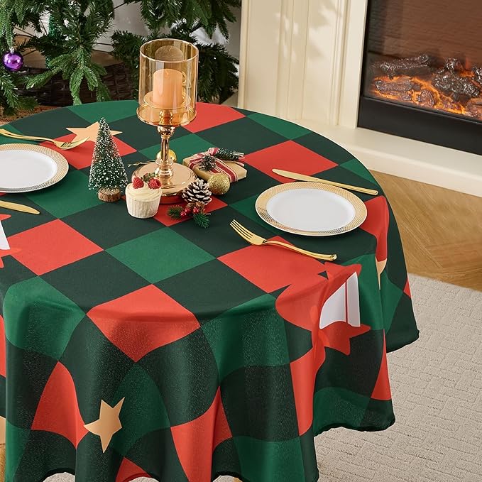 Christmas Tablecloth Round 60 Inch 1 Pack Waterproof, Machine Washable - Image 9