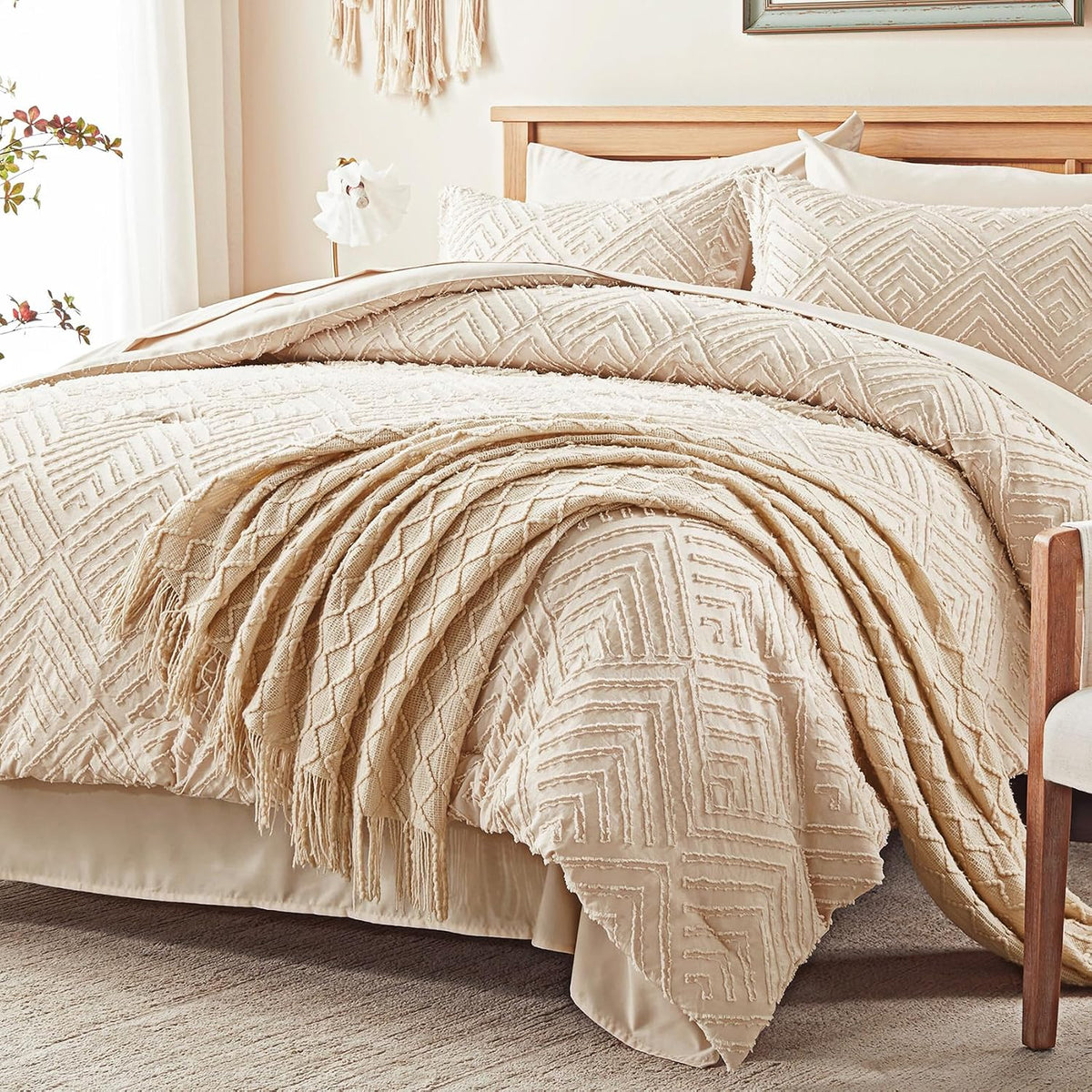 zzlpp full size comforter sets 7 piece,beige bed shown in use