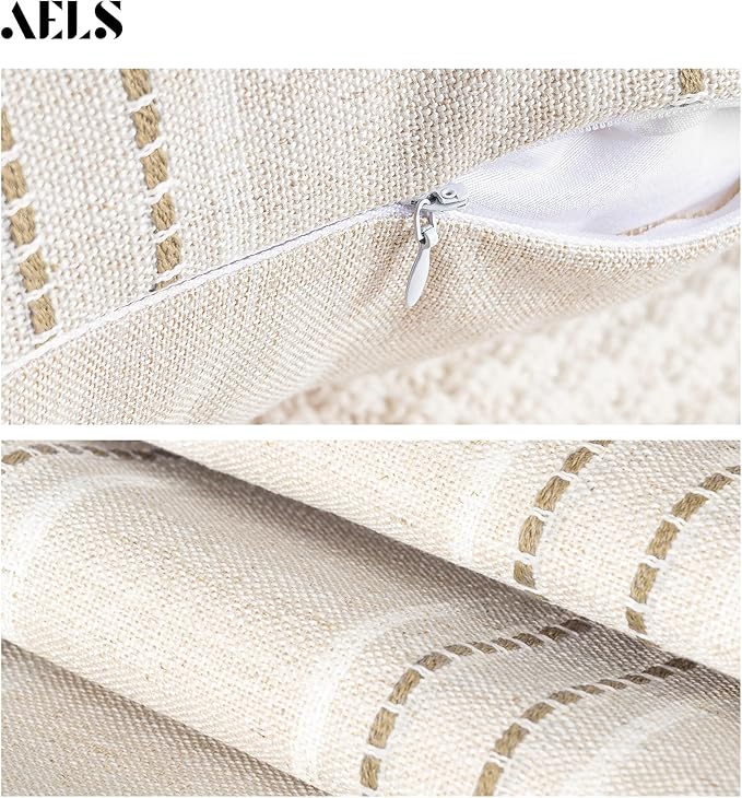 AELS 26x26 Decorative Farmhouse Linen Throw Pillow Covers, Boho Textured Pillow - Image 4