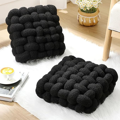 Wenqik 2 Pcs Knot Pillows Square Knotted Plush Throws Soft Accent Pillows - Image 4