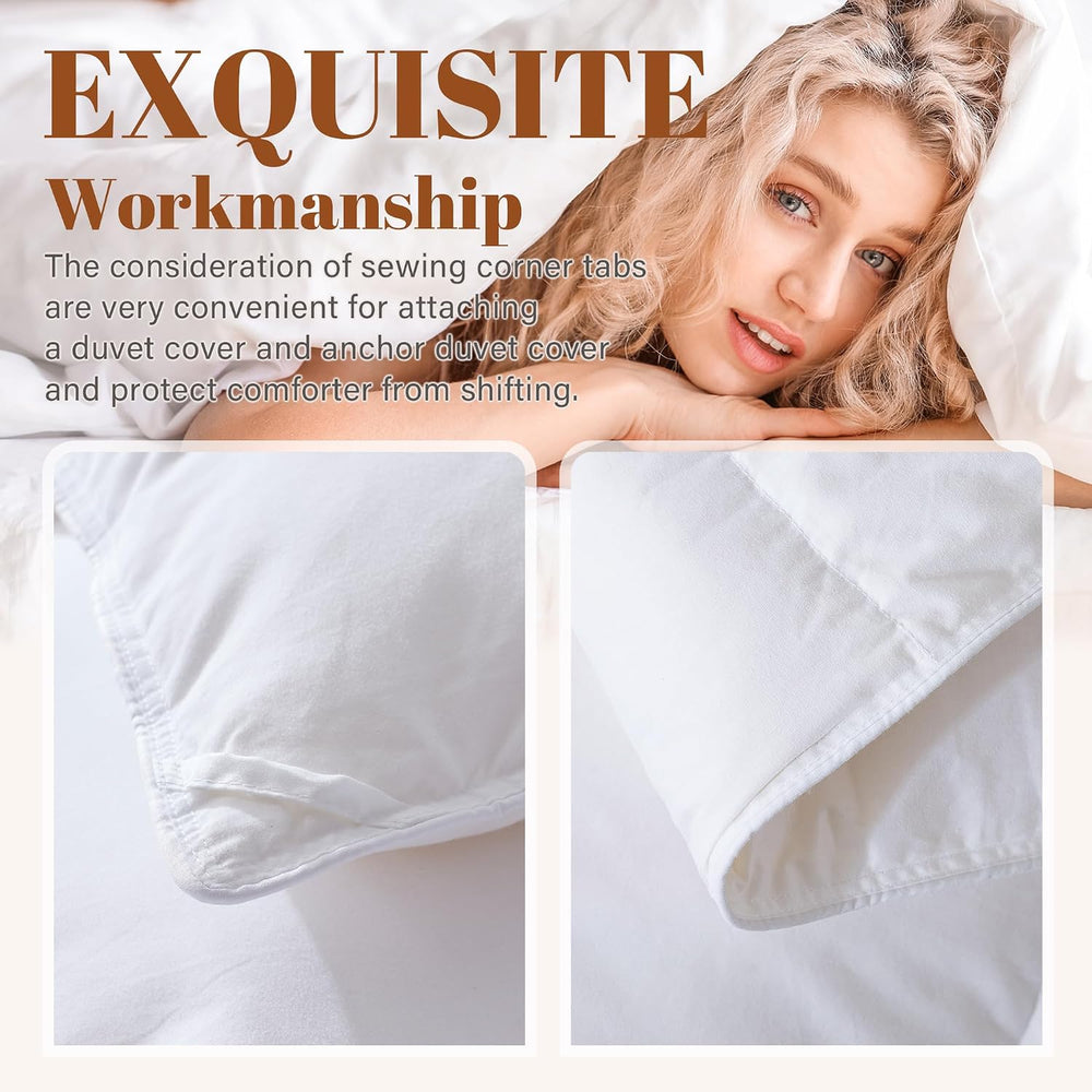 Cosybay Feather and Down Fiber Comforter Insert Queen, 100% Cotton Cover
