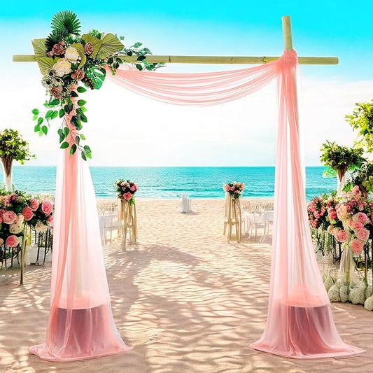 MDS Halloween Chiffon Draping Fabric - 2 Panel, 30" Wide x 50ft Long - Sheer Spooky Arbor & Canopy Drapery for Haunted House Backdrops, Party Ceilings, DIY Costumes & Themed Events - Peach (Pack of 2)
