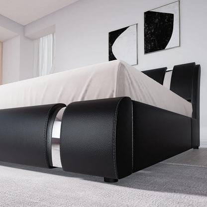 allewie king bed frame with iron piece decor showing dimensions