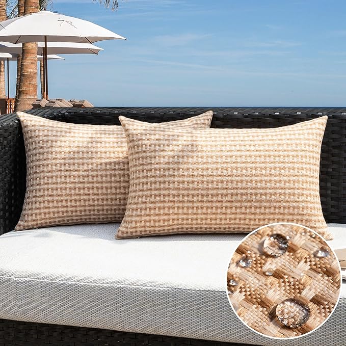 Kevin Textile Outdoor Waterproof Throw Pillow Covers Pack of 2 Farmhouse by KevinTextile