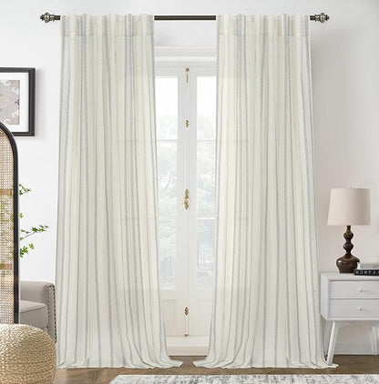 DriftAway Farmhouse Vertical Striped Linen Blend Textured Light Filtering Semi by DriftAway