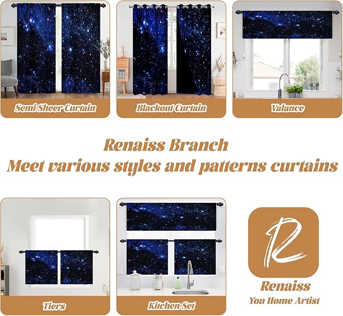 Renaiss 42 x 63 Inch Galaxy Curtains - Image 8