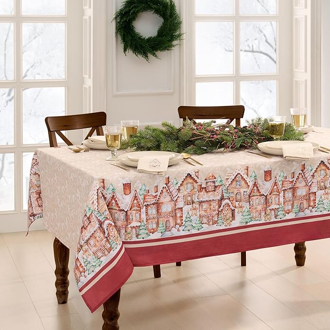 Elrene Home Fashions Gingerbread Village Bliss Christmas/Holiday Bordered by ElreneHomeFashions