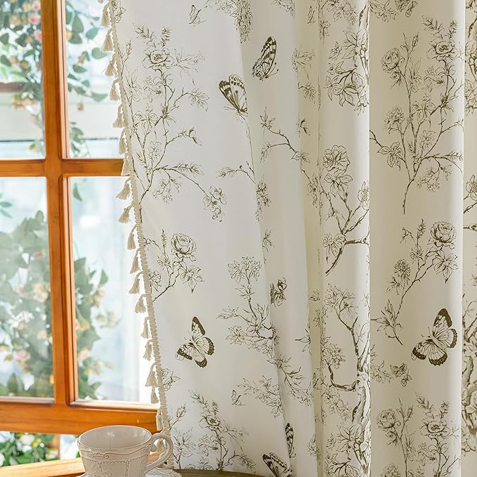 ENJOYBRIDAL Floral Curtains 84 Inch Long Boho Semi Sheer Drapes 2 Panels - Image 7