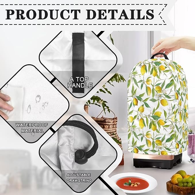 Lemon Leaf Pattern Art Blender Cover Turtle Mixer Hood Cover Dust Cover - Image 5