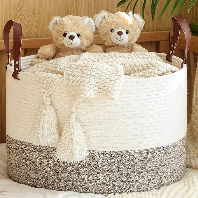 KAKAMAY Large Blanket Basket, Woven Baskets by KAKAMAY