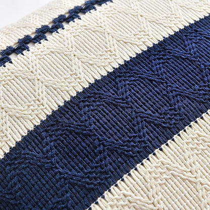 Fancy Homi Set of 2 Navy Blue Lumbar Decorative Throw Pillow Covers 12x20 Inch - Image 4