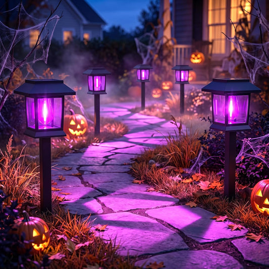 Greluna Solar Lights Outdoor,12 Pack Purple Waterproof Auto On/Off Solar Pathway Lights for Your Garden, Landscape, Path, Yard, Patio, Driveway,Walkway Halloween Decor