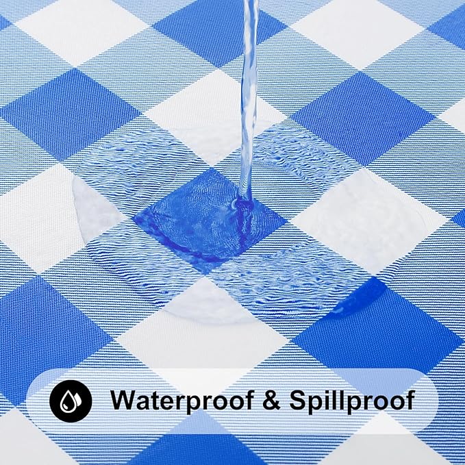 Smiry Rectangle Picnic Table Cloth, Elastic Waterproof Fitted Vinyl Tablecloths - Image 3