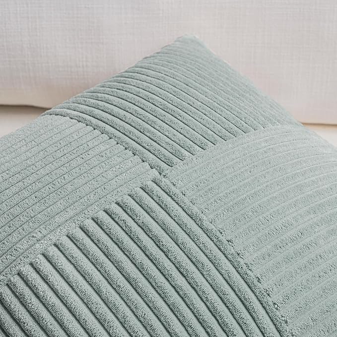 Fancy Homi 2 Packs Grey Blue Samll Decorative Throw Pillow Covers 14x14 Inch - Image 3