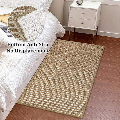 Braided Bath Mat, Boho Small Bathroom Rugs Non Slip Washable Super Absorbent - Image 3