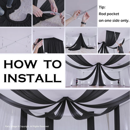 4 Panels 5ftx30ft Black Ceiling Drapes for Halloween Parties
