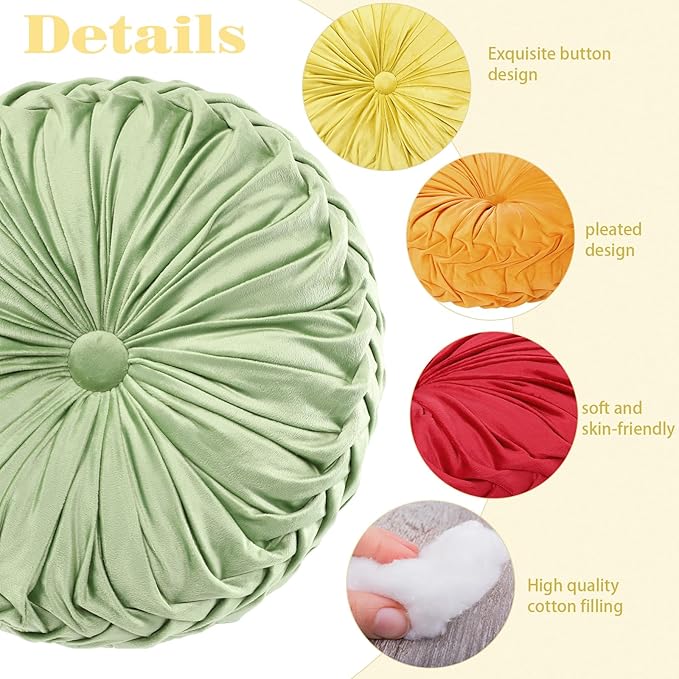 Yerliker 6 Pcs Floor Pillow Cushions 15inch Round Velvet Throw Pillows Colorful - Image 2