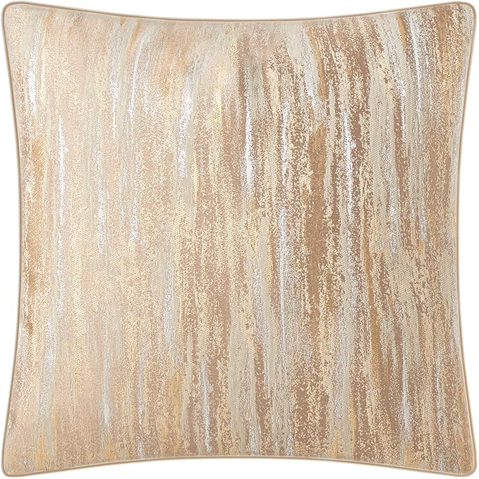 THE-TINOART Gold & Silver Striped Jacquard Pillow Cover 18x18 Inch by Unknown
