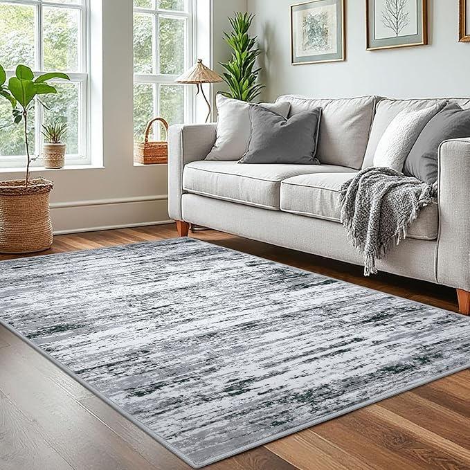 Modern Abstract 4x6 Living Room Washable Rug Non-Slip Soft Bedroom Area Rug by lansny