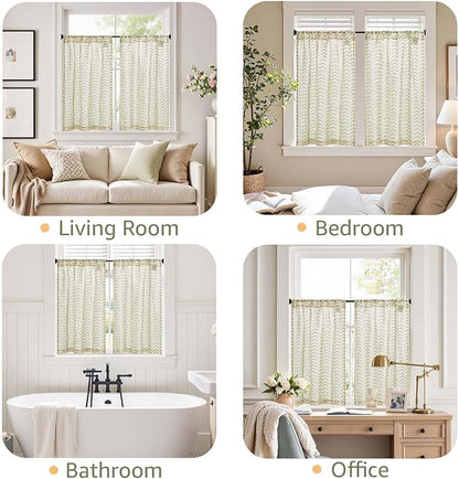 jinchan Arrow Boho Linen Blend Kitchen Curtains 36 Inch Length Christmas - Image 6